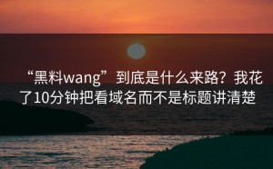 “黑料wang”到底是什么来路？我花了10分钟把看域名而不是标题讲清楚
