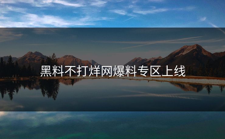黑料不打烊网爆料专区上线